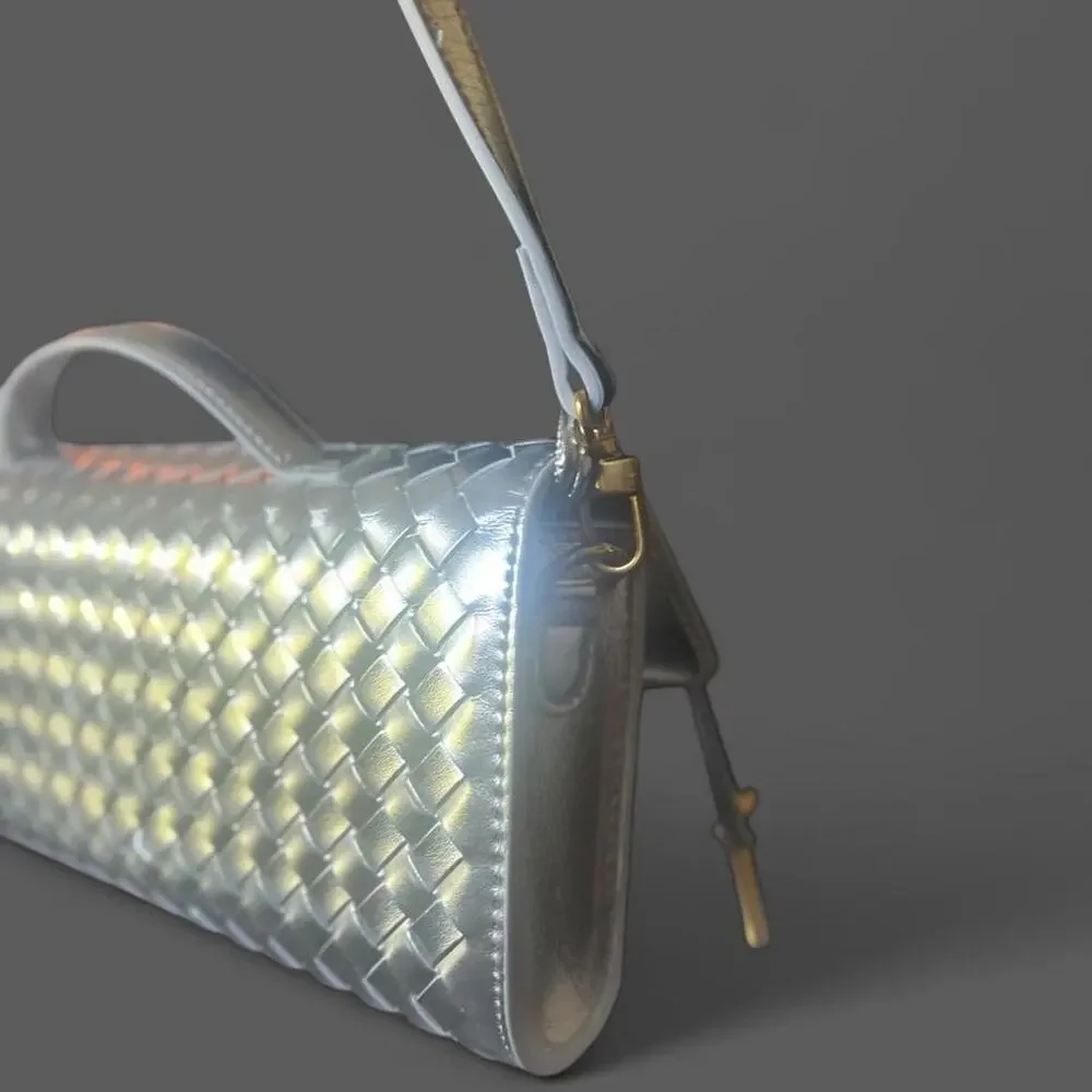 Silver metallic woven shoulder